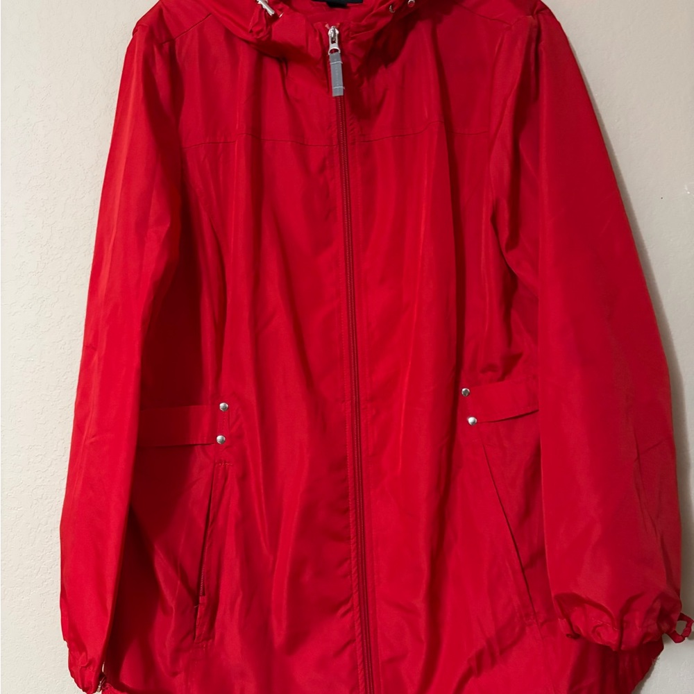 jones New York Wind Jacket. With Hood, Pockets And Reflectors. Size XXL
